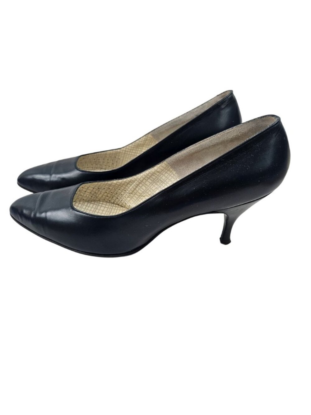 Saks Fifth Avenue Pumps Womens Size 9.5 Fenton Last Heels Blue Leather Shoes - Picture 3 of 8
